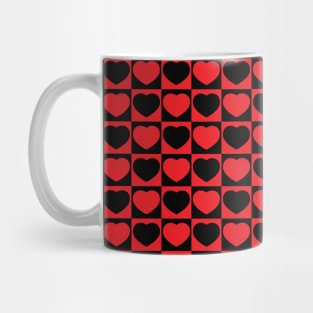 Checkered Hearted Black And Red Mug